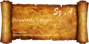 Szvatkó Alex névjegykártya